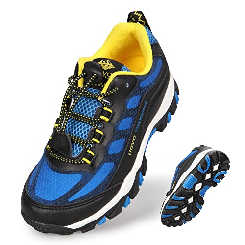 UOVO Boys Shoes Tennis Running Waterproof Hiking Sneakers Kids Athletic Outdoor Slip Resistant Little/Big Royal Blue/Yellow
