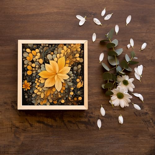 Image of kotart Painting for Wall Decoration - Floral Painting for Living Room Bedroom Office Room Decor - Premium Digital Paintings with Frame for Home Decoration - Set of 2 Multicolor paintings (13x13 inch, E)