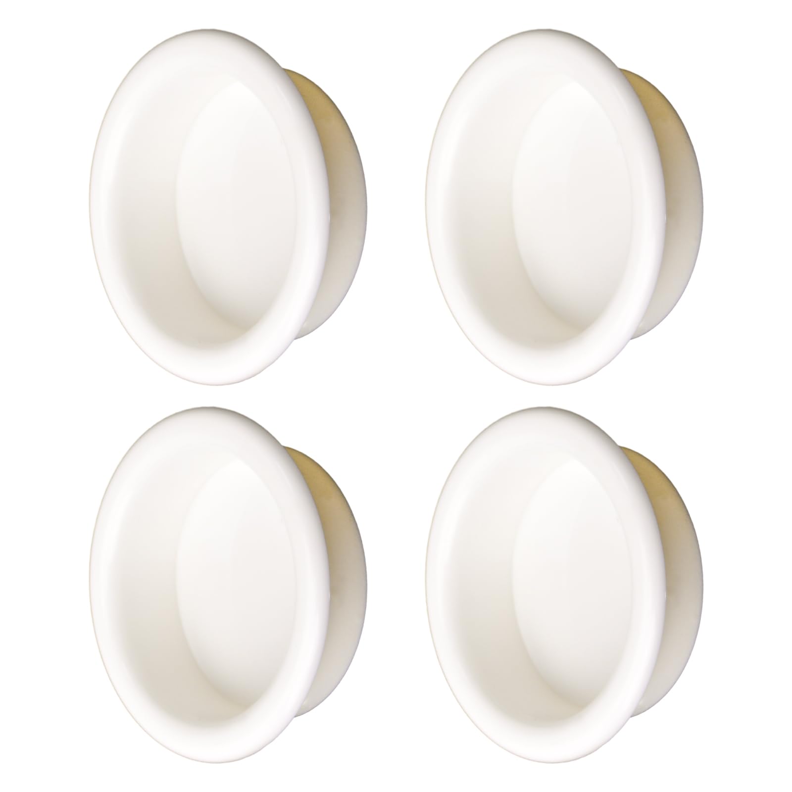 Morobor White 4 Pack Closet Door Finger Pull, Plastic Round Sliding Pull, Recessed Kitchen Cabinet Handles Pull, Invisible Door Handle, Bright
