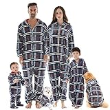 HORSE SECRET Pijama Hombre Mujer, Pijama en Tejido Franela Polar Suave y cómodo para Toda la Familia, excelente para Invierno, Azul Cuadros - Bebé, 0 - 9 Meses (0 - 9 kg)