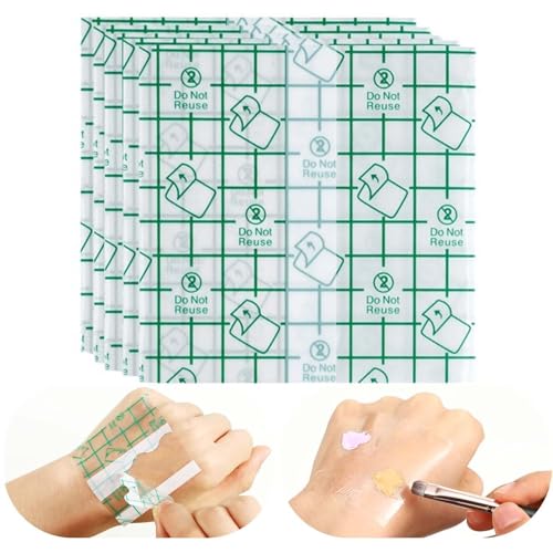 100 Pcs Transparent Adhesive Makeup Hand Palette | Waterproof PU Film Sheets for Foundation Blending & Mixing | Disposable Makeup Tool for Artists (2.75″x2.75″)