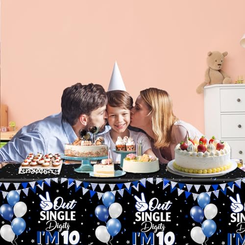 Image of 10th Birthday Decorations for Boys,3pcs Double Digits Birthday Boy Tablecloths 10 Year Old Birth-Day Decorations Plastic Table Cover for Boys Birth-Day Party