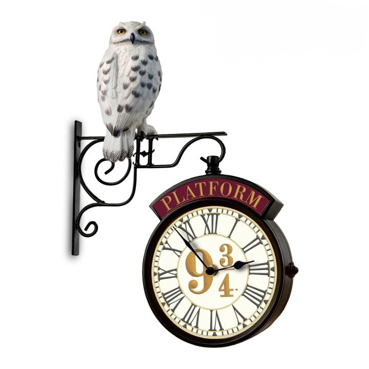 The Bradford Exchange Harry Potter Platform9 Illuminated Wall Clock with Sculpted Hedwig and DualSide Display