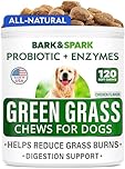 BARK&SPARK All-Natural Grass Burn Spot Chews for Dogs - Pee Lawn Spot Saver - Grass Restore Treats - Dog Urine Neutralizer Solution for Grass Burn Spots - Green Grass Dog Chews - Made in USA - 120Ct