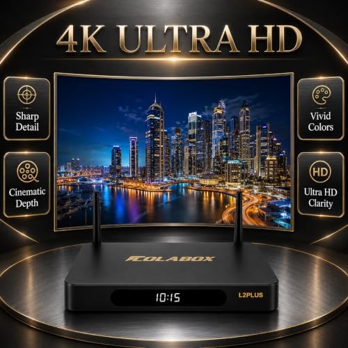 COLA L2 Plus Box, 2026 Electronic Accessory Device, 4GB RAM 64GB ROM, WiFi Enabled Setup Unit with Remote Control and Power Cord - 2
