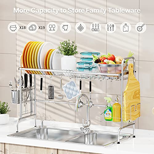 Ispecle Over The Sink Dish Drying Rack Stainless Steel Dish Rack Above Sink Shelf Over Sink Drying Rack For Kitchen Counter, Silver #TOP6