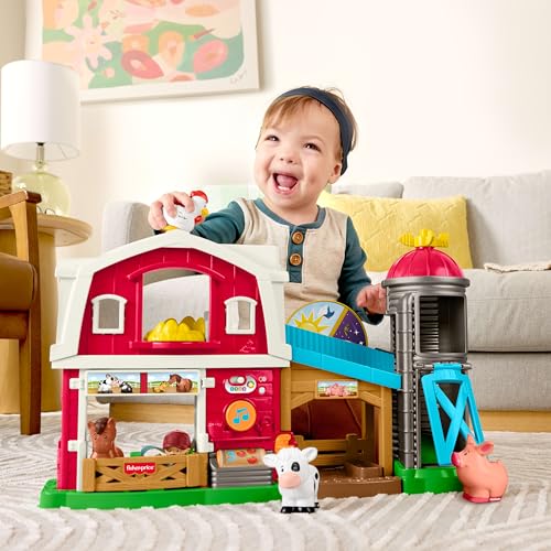 Image of Fisher-Price Little People Farm Animals JGX08 Music and Learning Set, Role Play, Children from 1 Year Old, Multilingual Version, JGX08