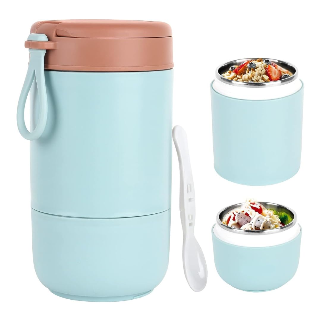 Insulated Lunch Jar with Spoon - Hot & Cold Food Container -11