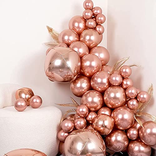 Image of Voircoloria 105pcs Metallic Rose Gold Balloons 12inch Chrome Rose Gold Balloons for Boys Girls Birthday Baby Shower Gender Reveal Wedding Decorations