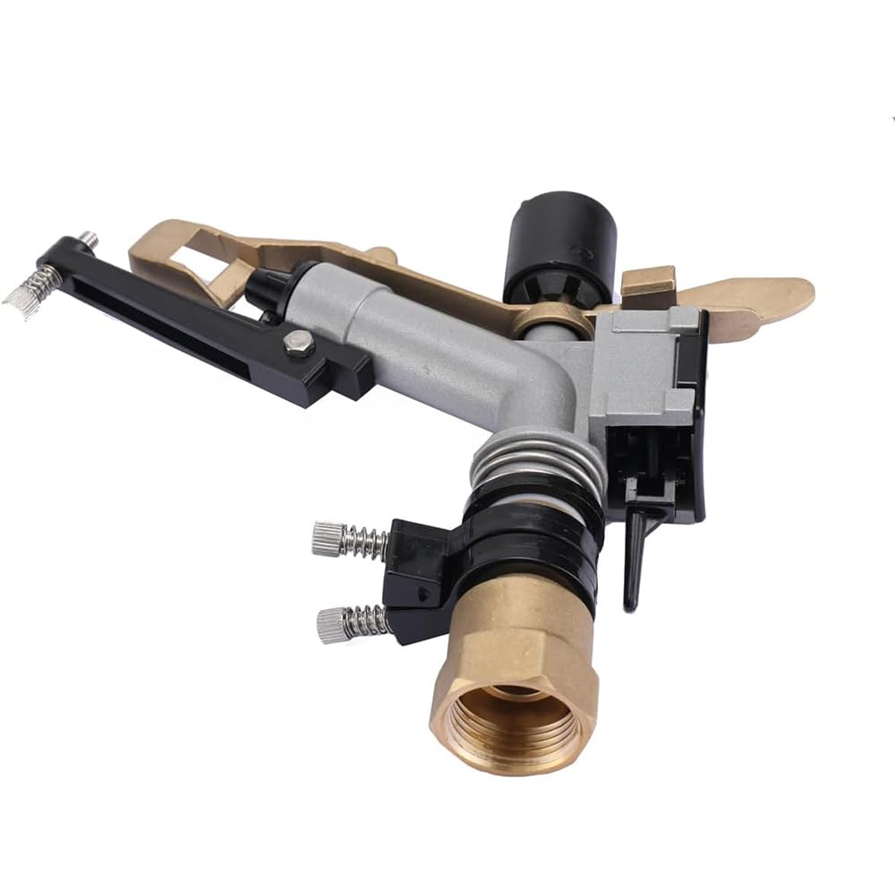 Pistolet natryskowy z metalowym ramieniem wahadłowym, 25 mm nawadniacz do nawadniania rolniczego, pistolet natryskowy o 360°, obracające się zraszacze rolnicze, 2 dysze wymienne