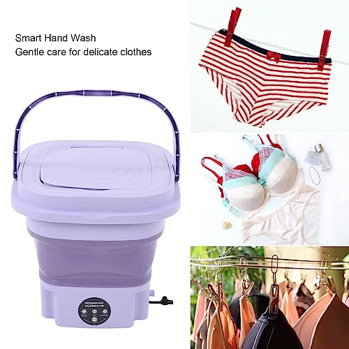 Haofy Tragbare Waschmaschine, Geräuscharme, Faltbare Waschmaschine mit EIN-Knopf-Steuerung, 8 L, für Reisen für Höschen (EU-Stecker)