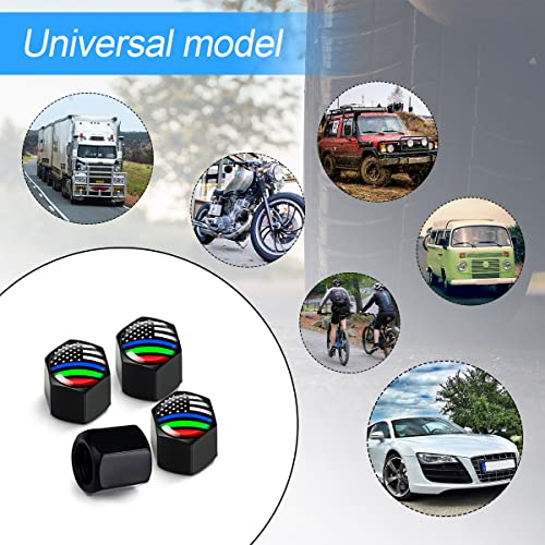 image for AUKEPO 4PCS American Flag Tire Valve Stem Caps for Car, Auto Anti-Rust