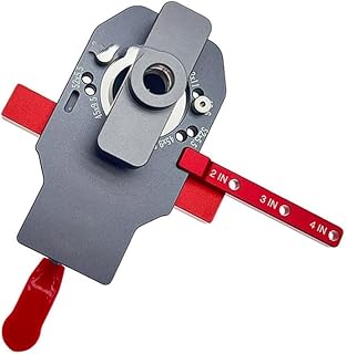 35mm Hinge Hole Punch Locator Tool for Cabinet Doors, Adjustable for Edge Distance (3/4/5/6 Inch), Aluminum Alloy Hinge Jig with Drill Bit and Accessories, Red with Gray(Gray with red)