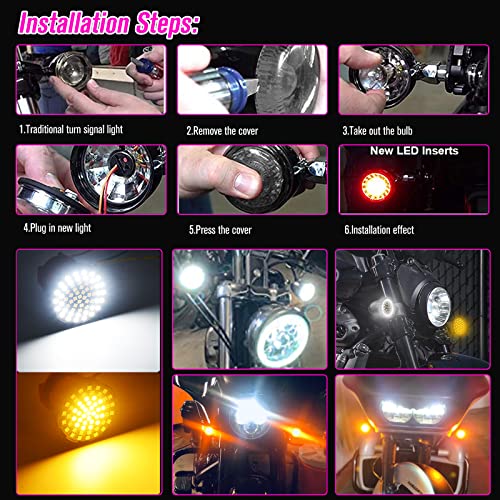 Haiseca 2Pcs 1157 Motorcycle Led Turn Signal Lights Outer Ring White/Inner Ring Amber,Super Bright 60Leds 2'' 1157 Motorcycle Front Led Lights For Motorcycle Softail Bullet Styled Blinker Lamp. #TOP5