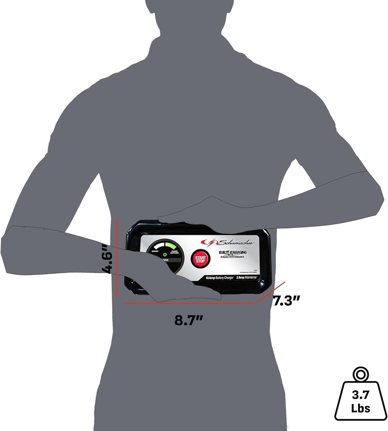 Schumacher Electric Battery Charger and Maintainer, SC1282, 3-in-1, Fully Automatic, 10 Amps, 12 Volt, for Motorcycle, Power Sport, Tractor, Car, Truck, and Marine Batteries