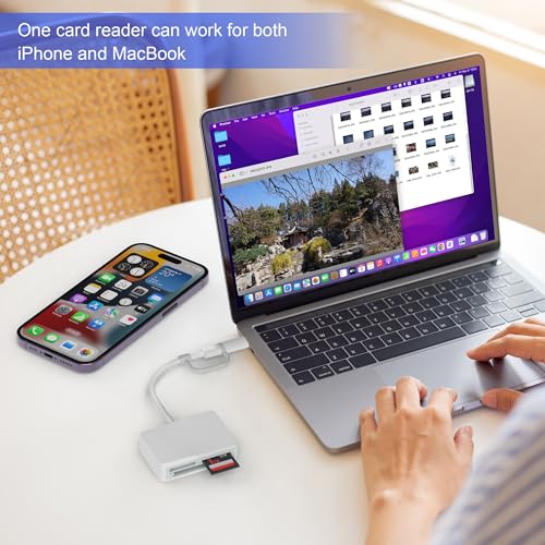 image for TIANSONG SD Card Reader for iPhone, 4 in 1 USB C and Lightning to CF/S