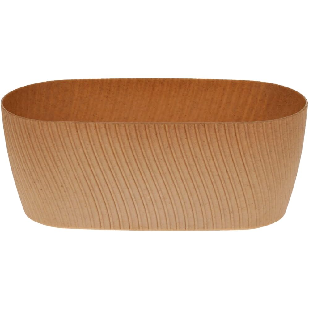 matches21 Maceta ovalada de plástico y madera – Maceta minimalista acanalada en blanco – Maceta grande para plantas de interior 27 cm