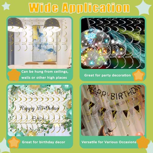 Image of 40Pcs Hanging Spirals Party Decorations Plastic Foil Swirl Streamers Ceiling Decor Party Supplies for Birthday Halloween Christmas Fall Celebration All Kinds of Parties (Gold and Silver)