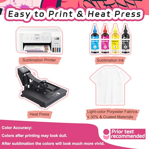 TECKWRAP Papel de sublimação 20 x 29 cm, 100 folhas, 120 g/m², funciona com impressora de sublimação