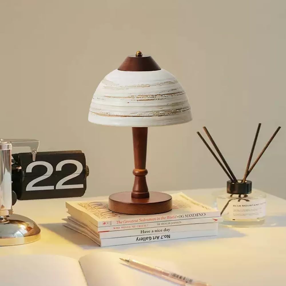 Lampki nocne, Lampa nocna E27 Dome, lampa w kształcie grzybka z drewna nordyckiego do salonu, sypialni, wystroju domu, oświetlenia biurkowego