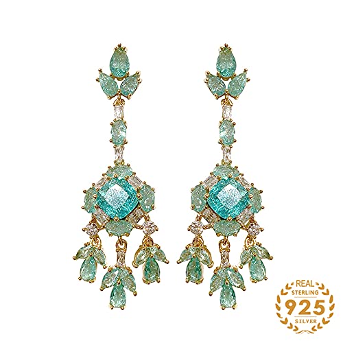 Boucles d'oreilles pendantes femmes pierres précieuses bleues fleur mariage