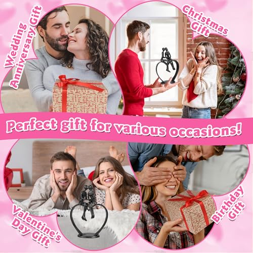 Gifts for Wife, Kissing Couple & Loving Heart Statue Cast Iron Sculpture Decor, Wedding Anniversary Birthday Gifts for Wife Women Girlfriend Her, Wedding Anniversary Couple Gifts - Image 3