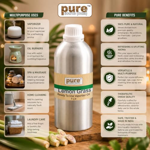 Image of Pure Source India Lemon Grass Fragrances Vaporizer Oil, 1 L Refill
