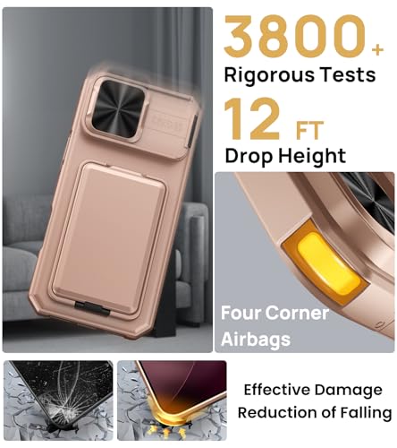 Image of SSLOTSCASE for iPhone 17 Pro Case with Wallet & Kickstand, Rose Gold