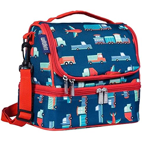 Wildkin Two Compartment Insulated Lunch Bag for Boys & Girls, Measures 9 x 8 x 6 Inches Lunch Box Bag for Kids, Ideal for Packing Hot or Cold Snacks for School and Travel, BPA-Free (Transportation) Cover