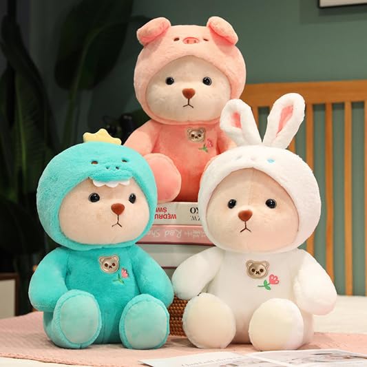Image of SCOOBA Adorable Hoodie Teddy Soft Toy 30cm Dressed in Rabbit Style (Hoodie Teddy White)