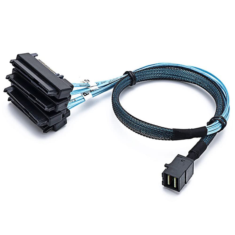 WLGQ Mini SAS do 4X SAS 29PIN kabel SFF-8643 do SFF-8482 29-pinowy ze złączem zasilania SATA 15PIN, jeden do czterech, do kontrolera Raid do HDD 1,6FT
