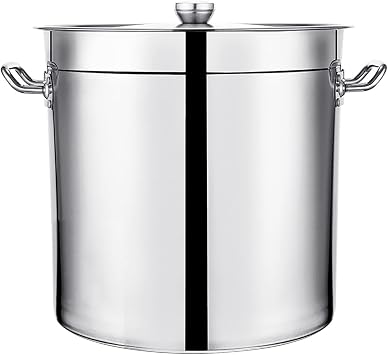 Induction Stockpot, Stainless Steel Stockpot with Lid, Stainless Steel Stock Pot Cookware, Compatible with All Heat Sources, Silver,45 * 45cm,45 * 45cm30 * 30cm