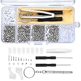 FWLWTWSS Brillen Reparatur Set, 500 Stück Brillenschrauben mit Aufbewahrungsbox, Gläser Ohrhaken, Silikon Brillen Nasenpads, Kleinen Schrauben Muttern, Pinzette, Mikro Schraubendreher, Reinigungstuch