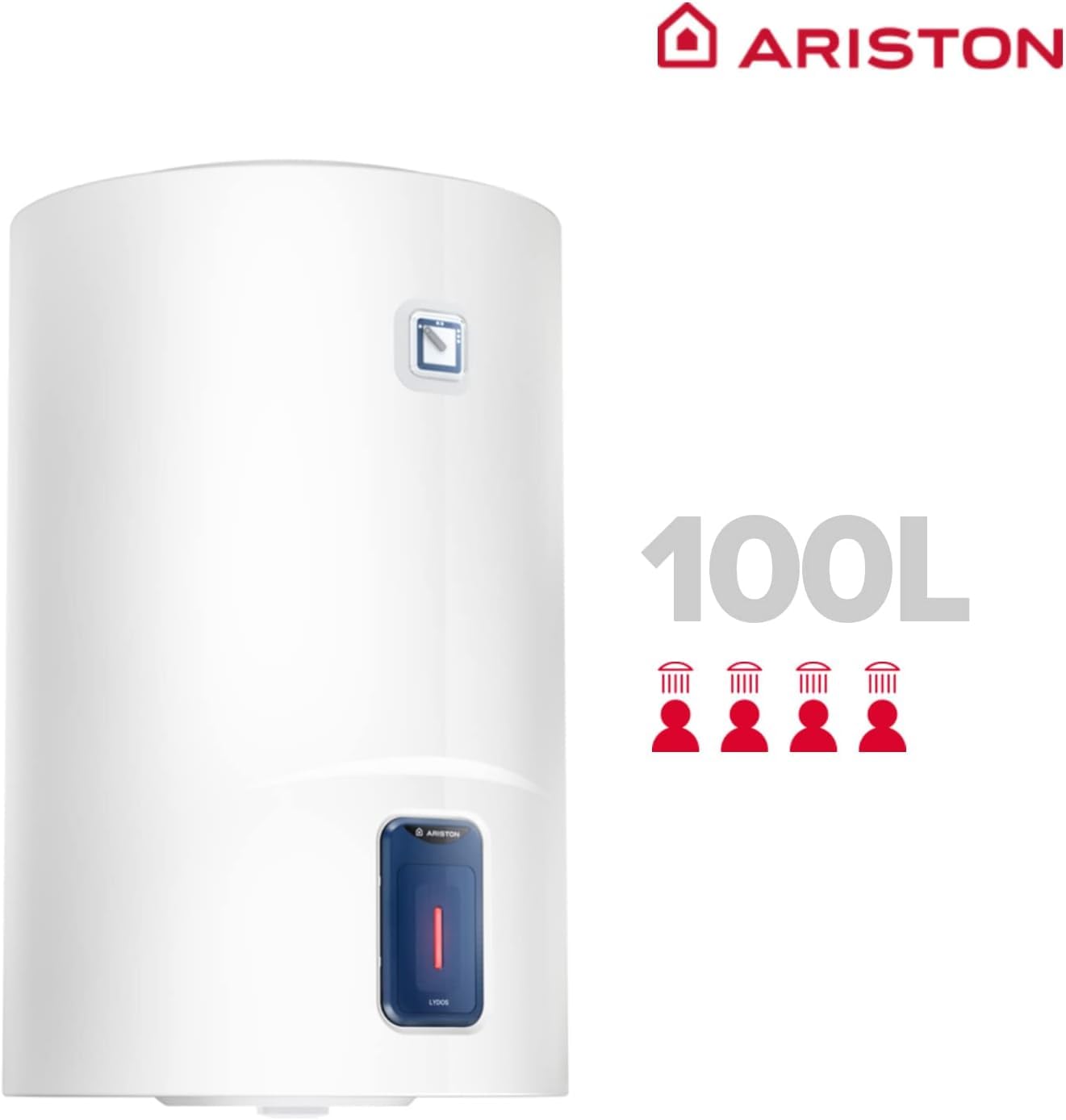 Ariston Lydos R - Termos elektryczny 100 l, elektryczny podgrzewacz wody 100 litrów pionowa regulacja zewnętrzna, tytanowy zbiornik 48x45x91,3, podgrzewacze instalacji w Hiszpanii wydajność C zakres