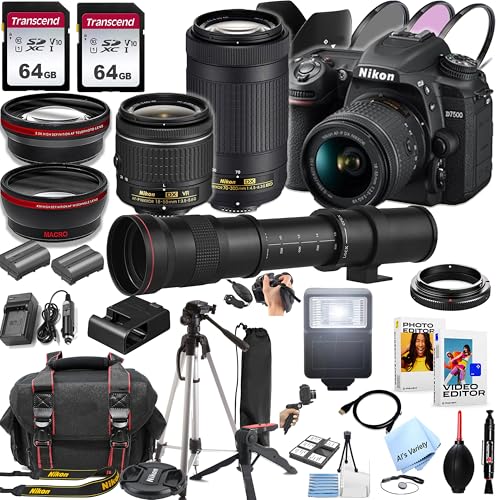 Nikon D7500 DSLR Camera Kit with 18-55mm VR & 70-300mm Lenses + 420-800mm Lens + 128GB Memory, Spare Battery, Filters,Case, Tripod, Flash, and More (46pc Bundle) (Renewed)