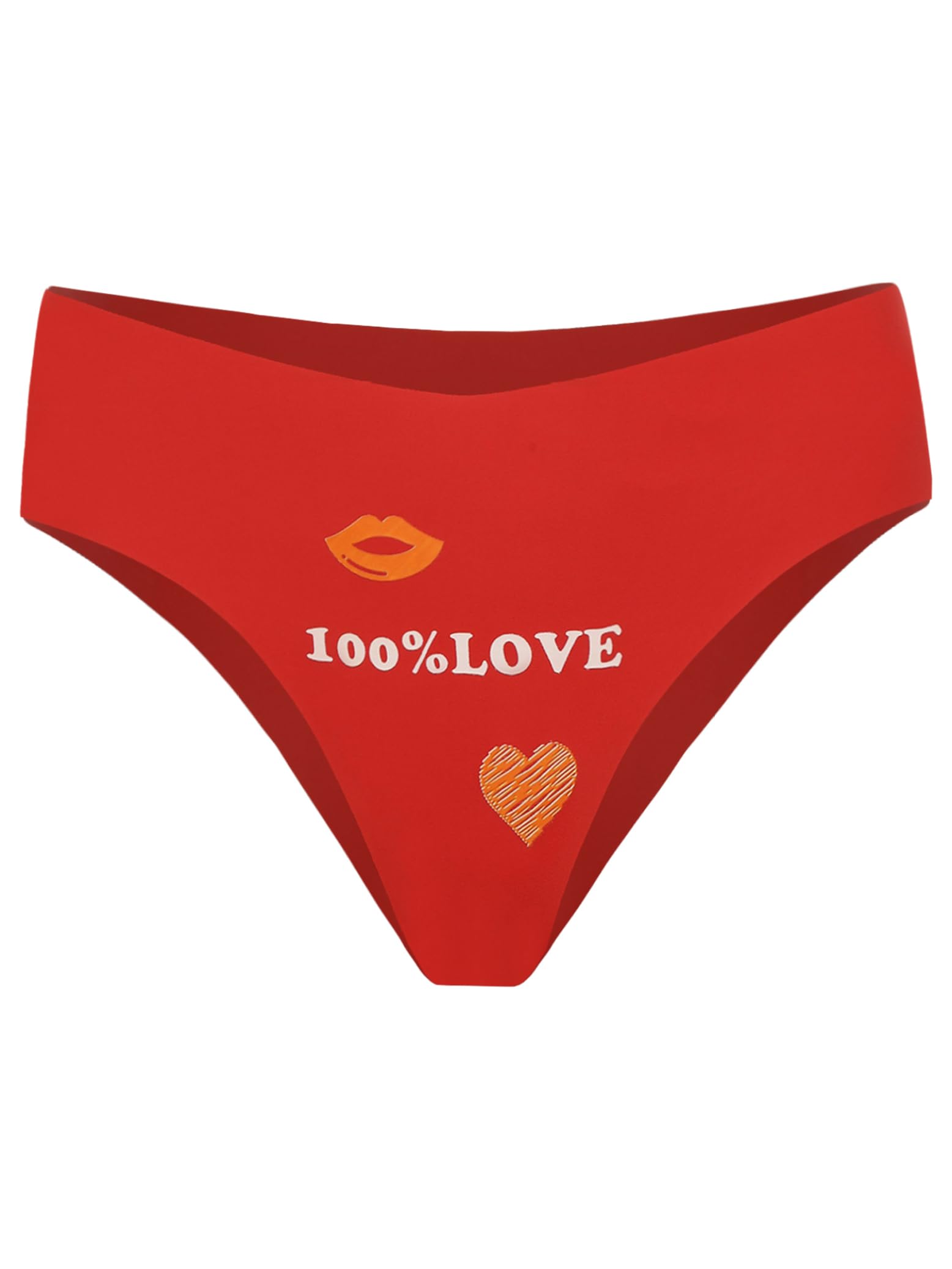 Eandarui Women Seamless Underwear Thong Hearts Lips Print Fun Underwear Lingerie Panty Briefs