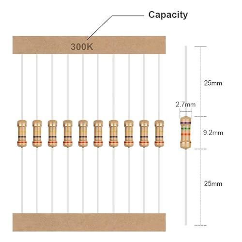 Miniatura 3 de Kit surtido de resistencias de 1000 valores de 1/2 W, 1 ohmio-10 M ohmios 5% 0.5 W resistencias de película de carbono para proyectos y experimentos