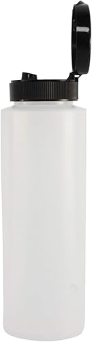 Vista 4 de Pinnacle Mercantile Botellas de condimento de plástico fáciles de apretar con tapa abatible negra, 8 onzas, juego vacío 6