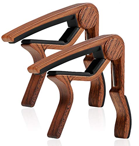 WINGO Capotasto Chitarra Cambio Rapido Alloy Capo Per 6 Corde Chitarre Acustica Elettrica Bass Ukulele 2 Pezzi, Palissandro.