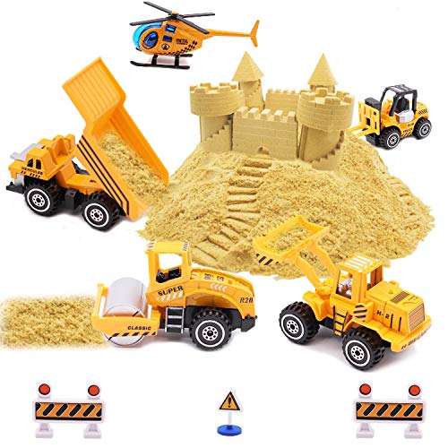 Childom Engineering Vehicle Toys Set Alloy Construction Big Forklift,Single Drum Roller,Stacker/Crane,Helicopter,Excavator,Heavy Duty Truck Mini Toy Set for Kids Boys Girl - Thumbnail 4