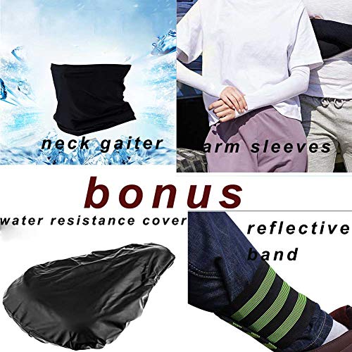 Karetto Gel Bike Seat Cover-Bike Exercise Bike Seat Cushion Cover Bicycle Saddle Pad with Water&Dust Resistant Cover Reflective Band Bandanas for Cycling