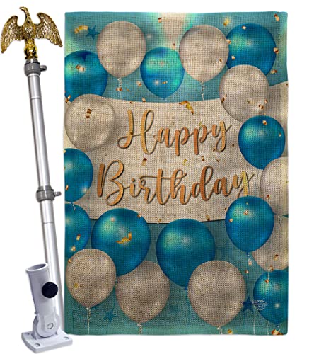 Ornament Collection Birthday Balloons House Flag Eagle Set Celebration Cake Gift Present Candy Bouquet Occasion Anniversary Party Decoration Banner Small Garden Yard Double-Sided, Made in USA