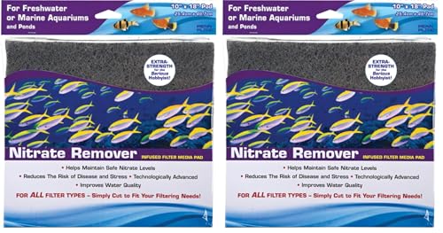 Image of PENN-PLAX Nitrate Reducer Aquarium Filter Media Pad - Easy to Cut into Any Size Your Filter Requires - 10 inch x 18 inch (Pack of 2)