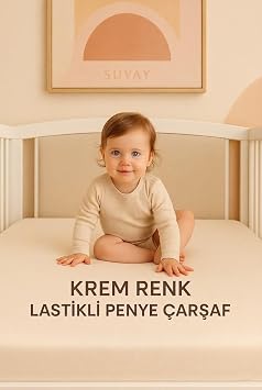 SUVAY%100 Pamuklu Bebek Lastikli  ar af - Penye Kuma  - Park Yatak | 60X120 | 70X110 | 70X120 | 70X130 | 70X140 | Krem | Beyaz | Gri | Pembe | Mavi Krem