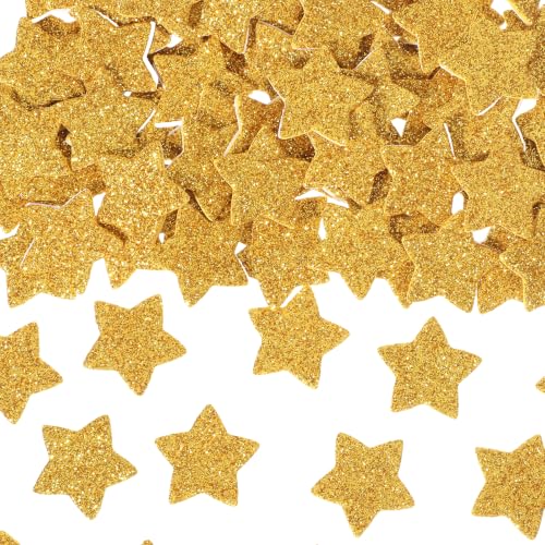 120 Pcs Gold Star Stickers, Foam Star Sticker Self Adhesive Glitter Foams Sticker Large Sticky Stars Decals Decorations Supplies for Crafts Scrapbook DIY Home Party Decor Graduation (1 Inch)