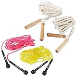 Sport-Thieme Double-Dutch Seile | Springseil-Set für Seilspringen, Gruppenseilspringen, Rope-Skipping | 4,8 m lang | Baumwolle mit Holzgriffen o. Kunststoff mit Kunststoffgriffen