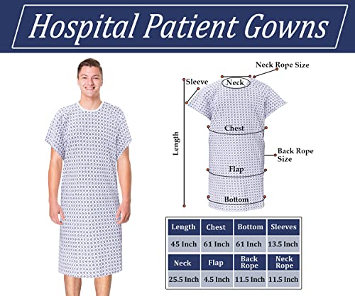 image for RUVANTI 4 Pack Hospital Gowns for Women/Men - Medical Patient - Elderl