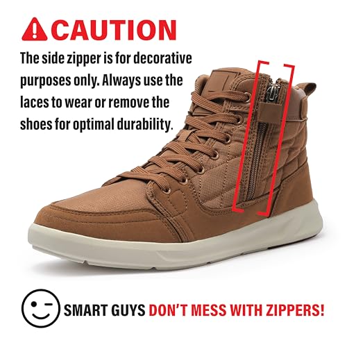 High-Top Men’s Casual Shoes - Genuine Microfiber Suede Boots with Side Zipper, Lightweight Flexible Sole, Well-Cushioned Breathable and Removable Insoles4