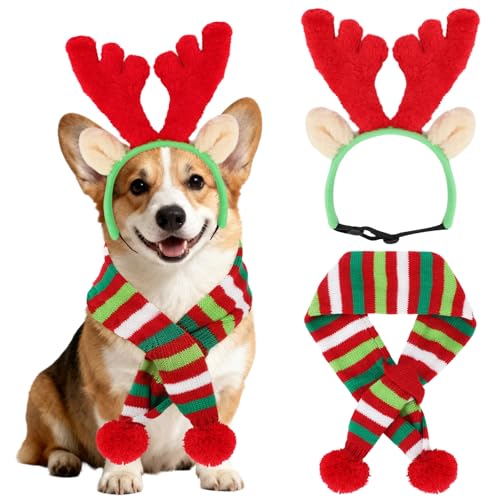 Disfraz Navidad BWOGUE Reno con Bufanda para Perros S