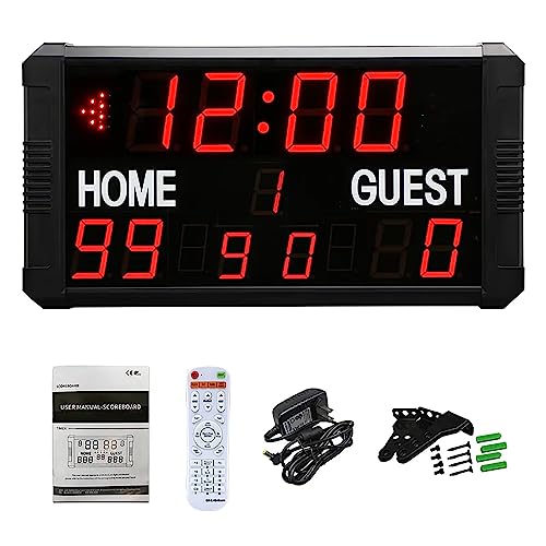 Cronómetro digital portátil para puntuación de baloncesto, con control remoto y 5 niveles de ajuste de brillo, para bádminton, tenis de mesa, voleibol, fútbol y tenis miniatura 7